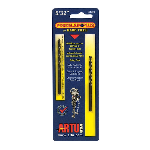Artu Usa ARTU Porcelain Plus 5/32 in. X 3-1/8 in. L Tungsten Carbide Tipped Glass and Tile Bit Set Straight S 01425 - main